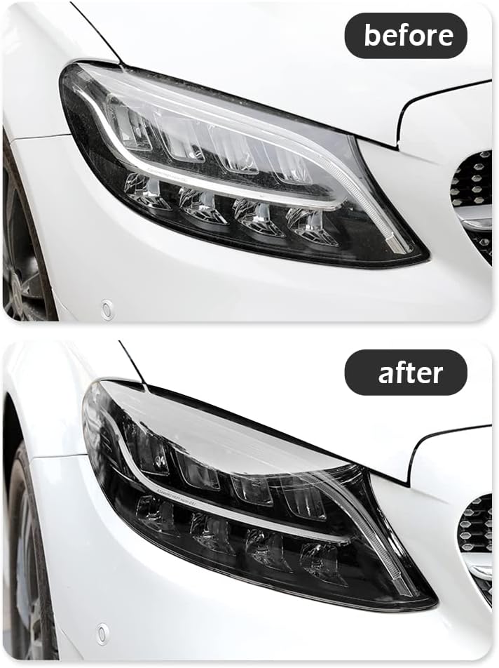 wedfish 12 X 48inch Car Light Tint Film, Cuttable&Stretchability Car Headlight Taillight Fog Light Vivid Vinyl Wrap Protector,Non-Marking Self-Adhesive Decals Car Decor (Light Black) - Image 5